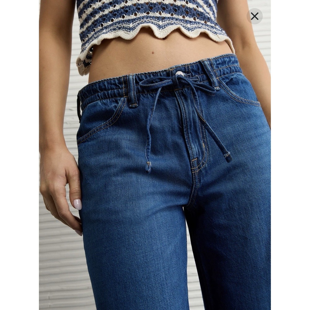 American Eagle Dreamy Drape Strigid Ultra Wide Leg Jeans 0 Low Rise 30x30 NWT